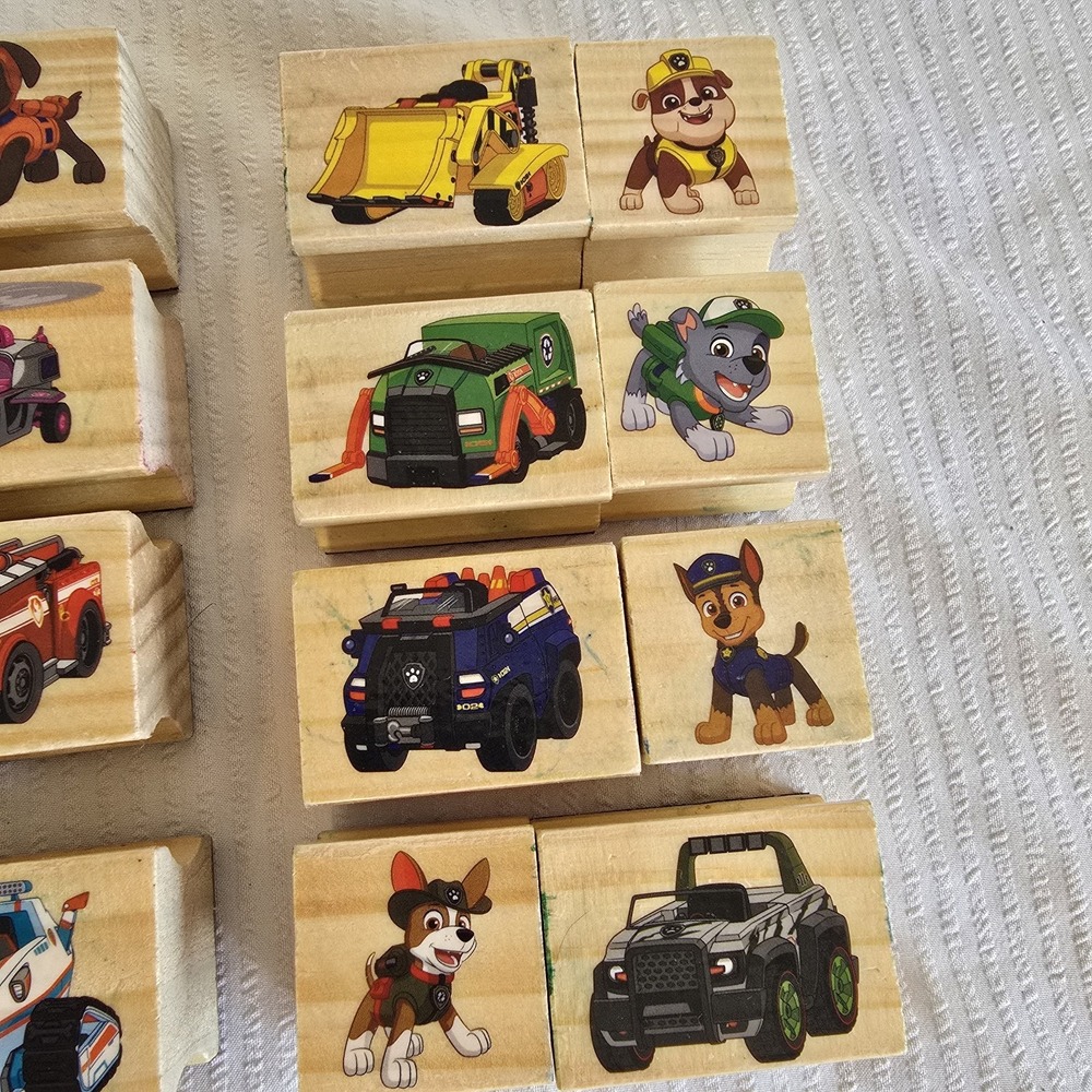 Paw Patrol Wooden Stamps Pups and Vehicles 16 Piece - Picture 3 of 6
